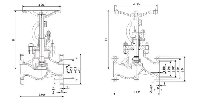 Drawing of globe valve Drawing of globe valve