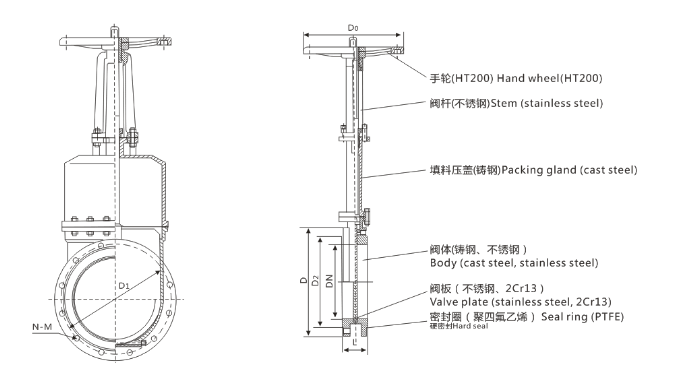 Drawing of Knife Gate Valve