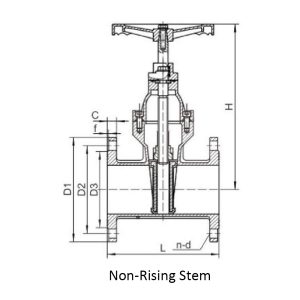 Drawing of Soft-seal Gate Valve Non-rising Stem