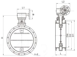 Drawing of Ventilation Butterfly Valve